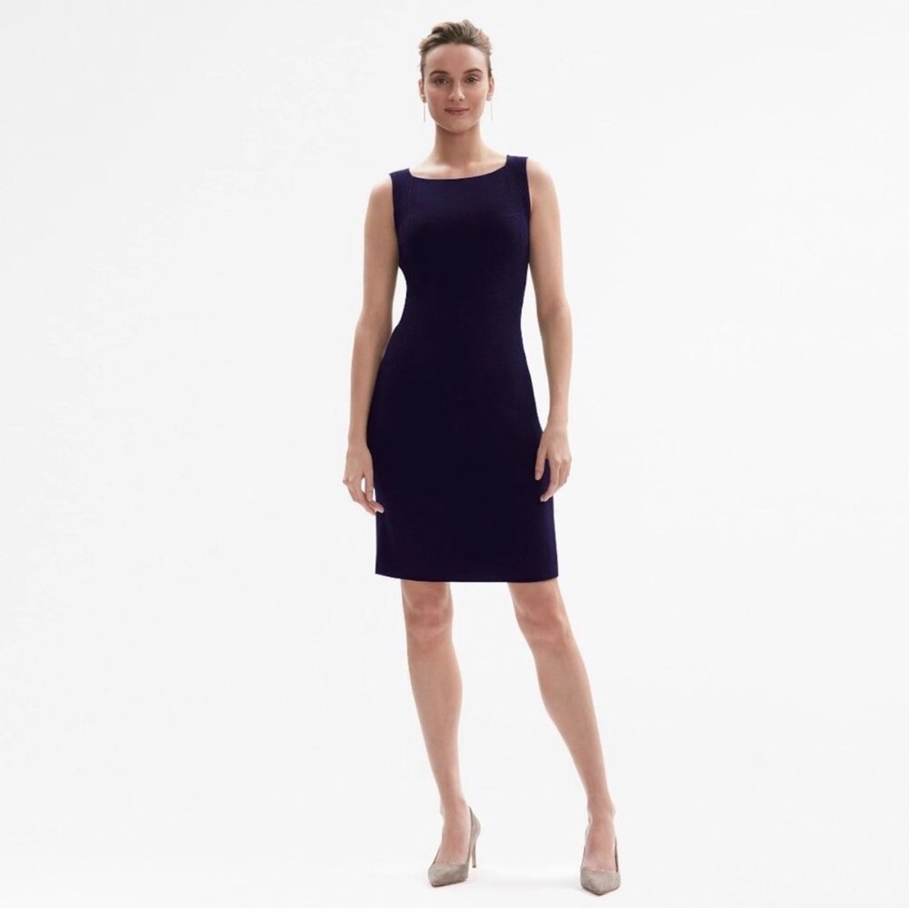 MM Lafleur navy sleeveless 3D-knit dress (Eummi) L